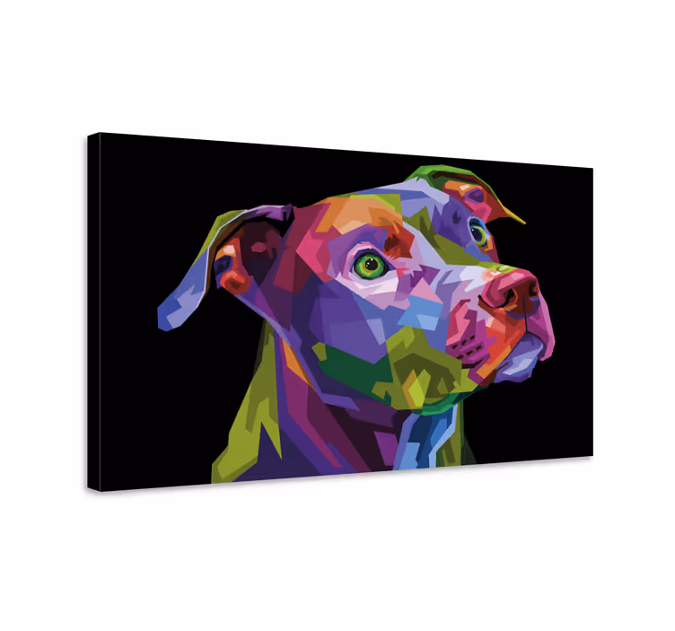 Mångfärgade moderna pitbull hund kanfasutskrifter - Tenstickers