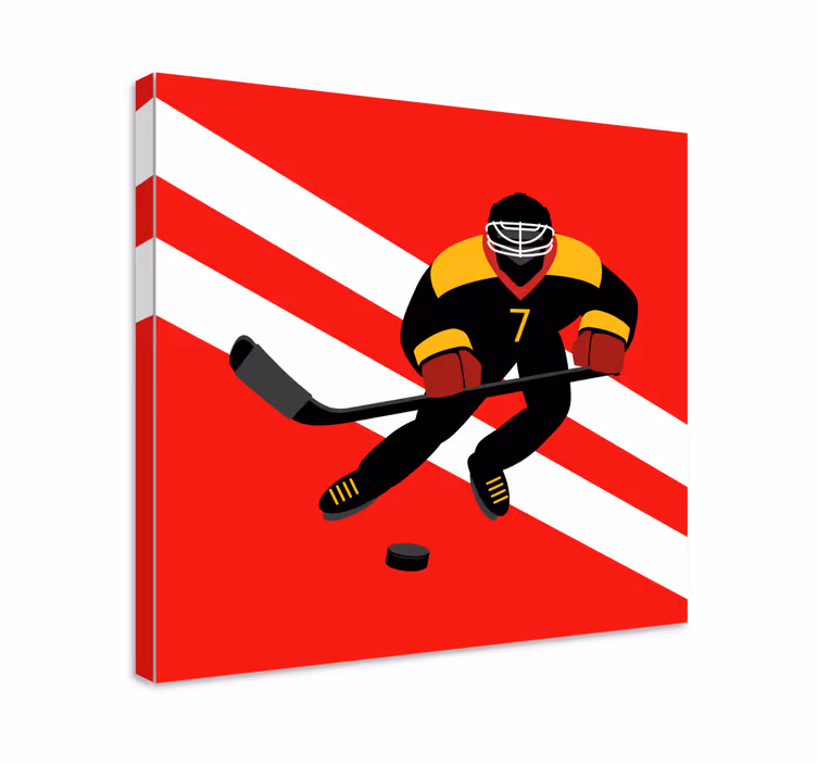 Rött och gult ishockeyfolk tavla - Tenstickers