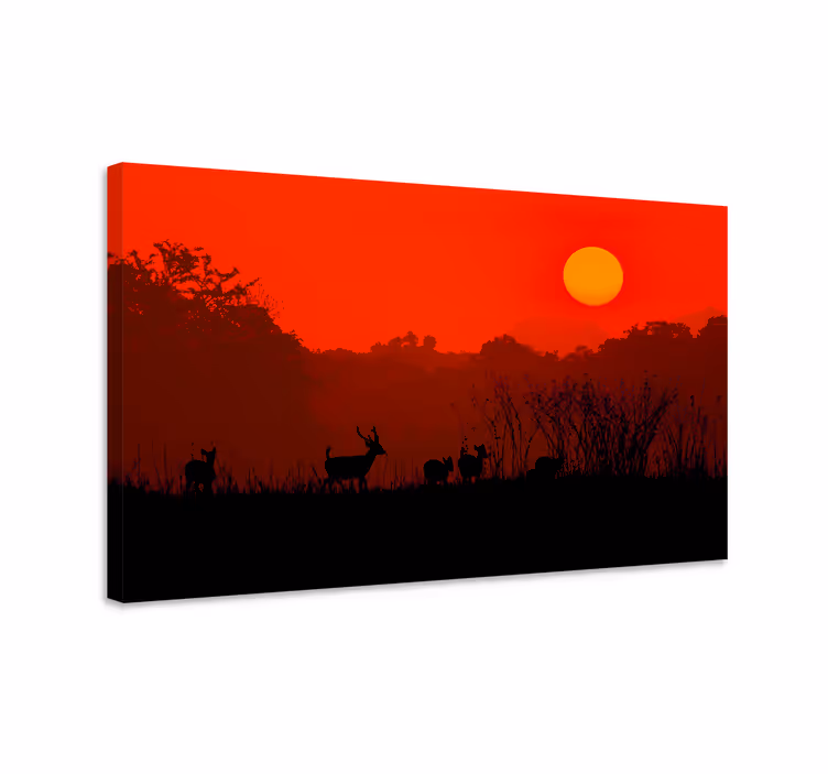 Rådjur på morgonen skog landskapcanvas tavla - Tenstickers