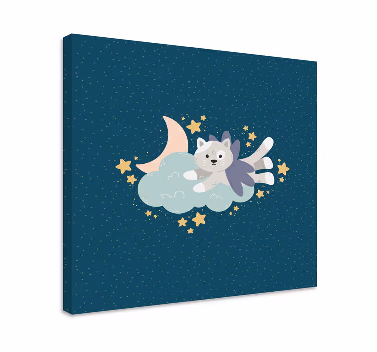 Canvas tavla på katt och måne djur - Tenstickers