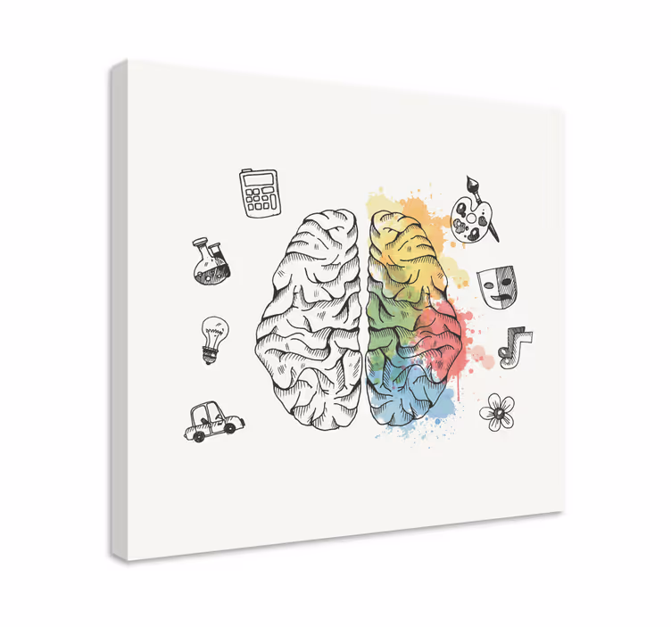 Vänster och höger hjärna abstraktcanvas tavla canvas tavla - Tenstickers