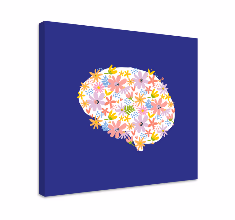 Blommor hjärna färggladacanvas tavla - Tenstickers