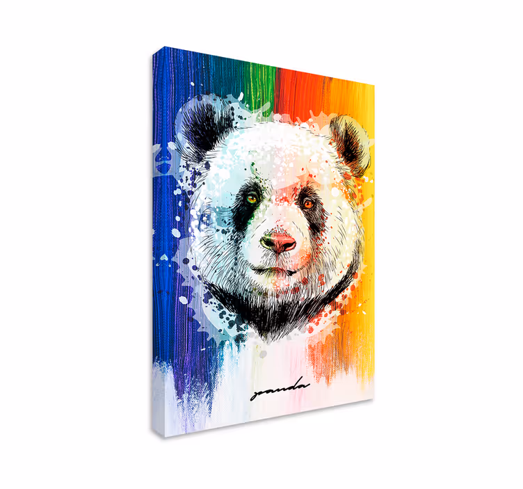 Regnbåge panda djur canvas tavla - Tenstickers