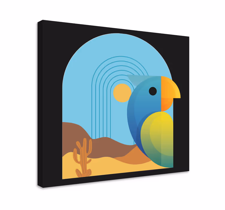 Abstrakt papegoja på sunfall bird canvas art - Tenstickers