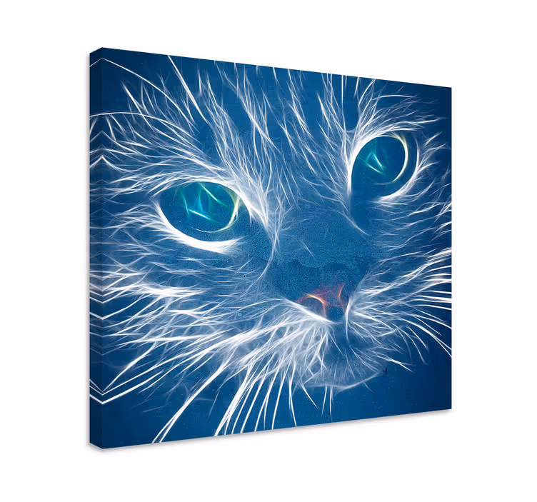 Blå abstrakt katt kanvastryck - Tenstickers