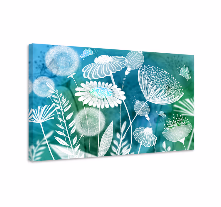 Kanvas blommor och växter blomstrande design - Tenstickers