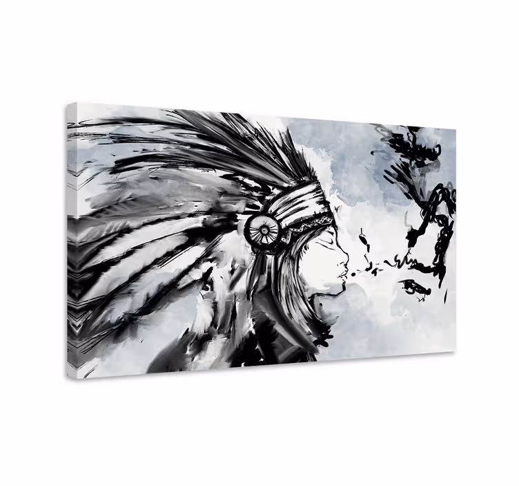 Kanvas människor och karaktärer native american profil - Tenstickers