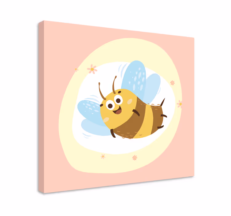 Söt tecknad bi stora ögon plantskolacanvas tavla - Tenstickers