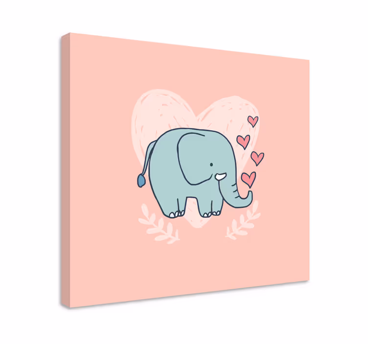 Söt elefant blåser hjärtan tavla canvas - Tenstickers