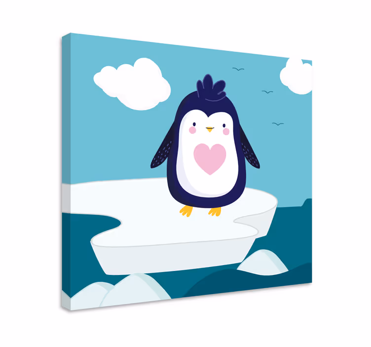 Kanvas 3d söt pingvin karaktär - Tenstickers