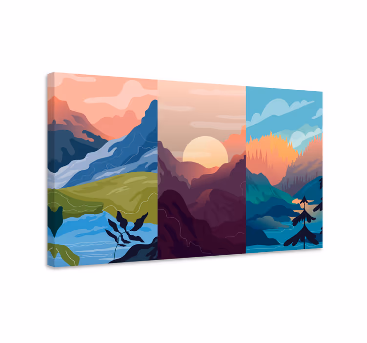 Animerade berg landskapcanvas tavla - Tenstickers