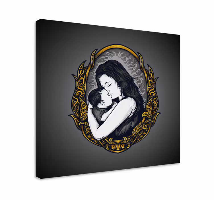 Mor och dotter älskar konsttryck påcanvas tavla - Tenstickers