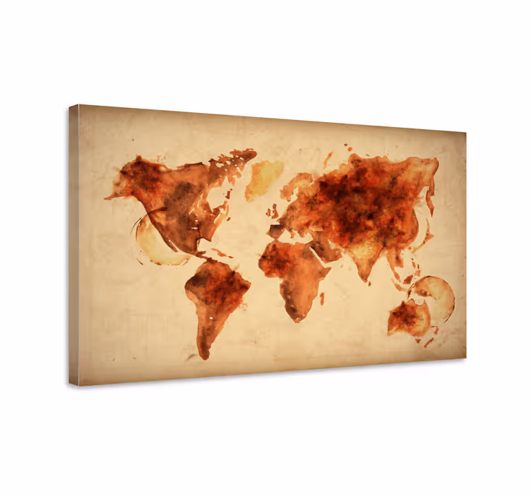 Kanvas världskarta aquarellglobal karta - Tenstickers