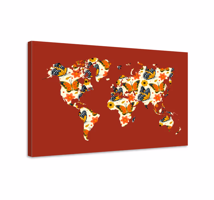 Fjäril världskartacanvas tavla - Tenstickers