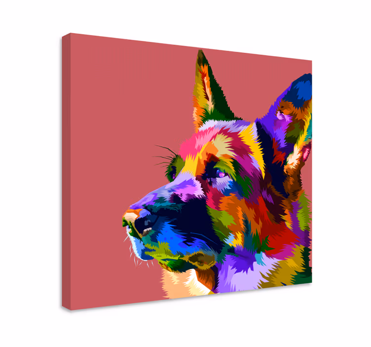 Regnbåge tyska shepard hund kanvastryck - Tenstickers