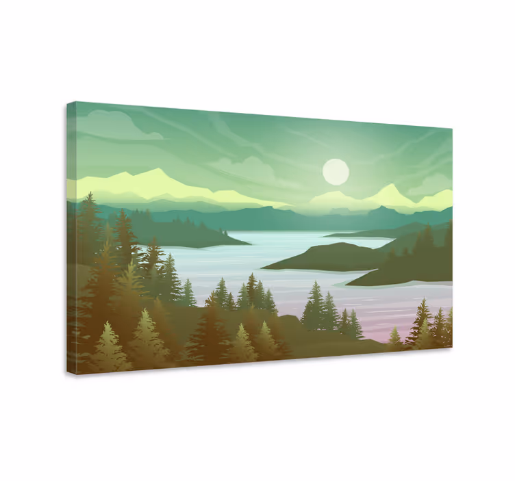 Flod och natur träd vägg konstcanvas tavla - Tenstickers