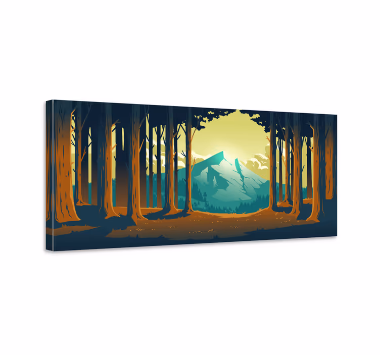 Natur tecknad träd vägg konstcanvas tavla - Tenstickers