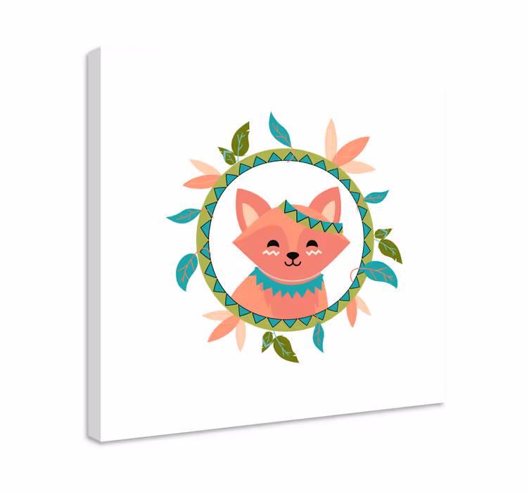 Nordic pink fox djur kanfas tryck - Tenstickers