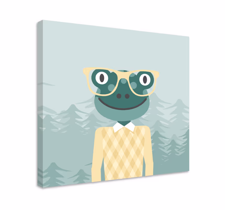 Flerfärgad groda med glasögon djur kanfas - Tenstickers