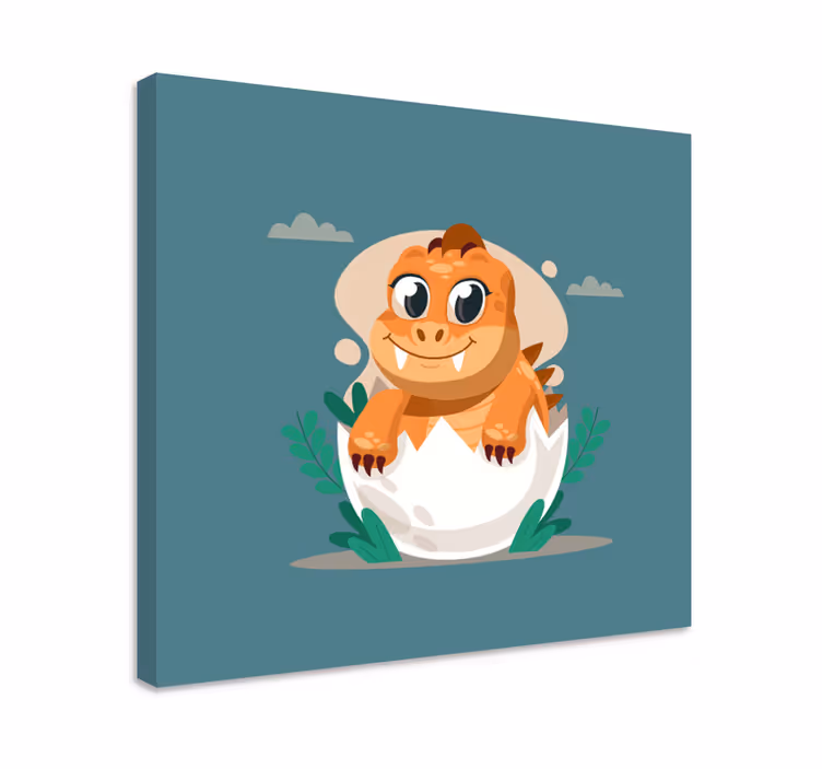 Söt kläckande bebisdinosaurie kanvas - Tenstickers