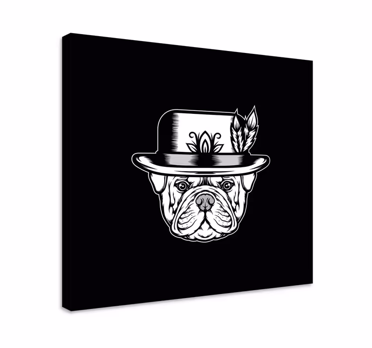 Bulldog på svart bakgrund hundtryck - Tenstickers