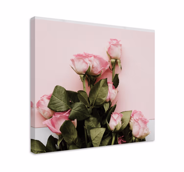 Kanvas blommor och växter rosa rosarrangemang - Tenstickers