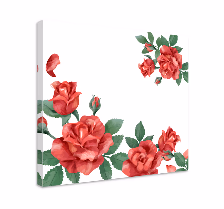 Kanvas blommor och växter rosor i blomstring - Tenstickers