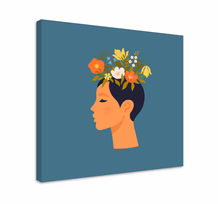 Kvinna med blommakronblommarduk - Tenstickers
