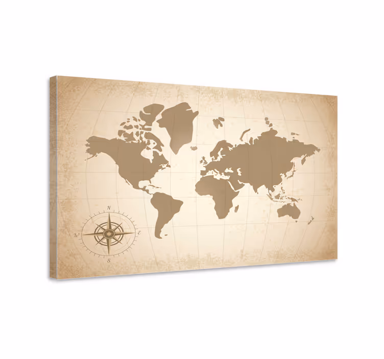 Vintage beige design Kanvas världskarta - Tenstickers
