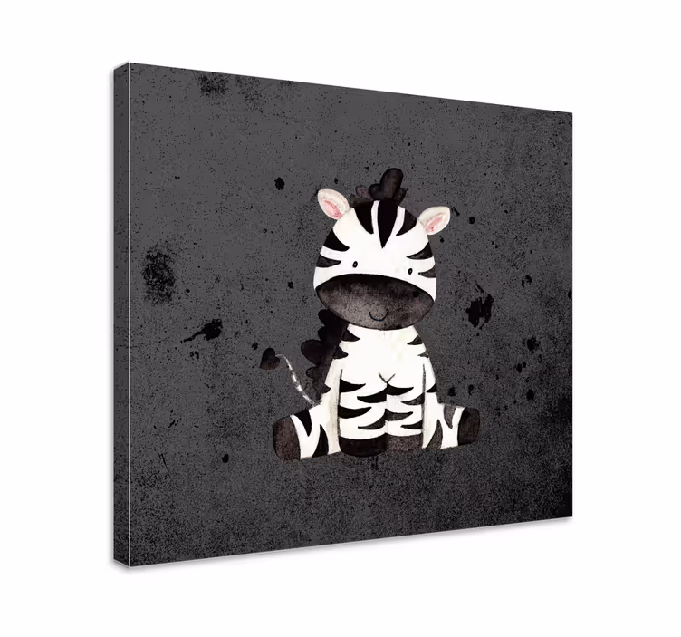 Glad zebra tecknad djur kanfas tryck - Tenstickers