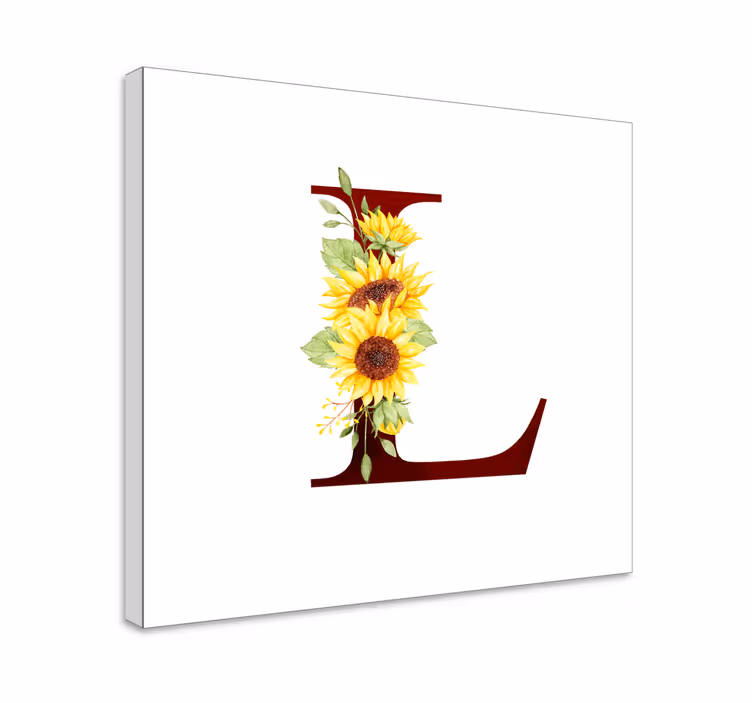 Solros bokstav l Kanvas blommor - Tenstickers