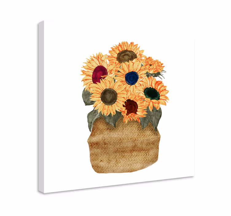Kanvas blommor och växter solrosbukett - Tenstickers