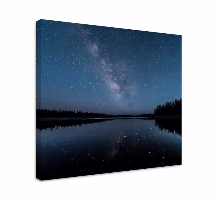 Kanvas landskap stjärnklara nattens reflektion - Tenstickers