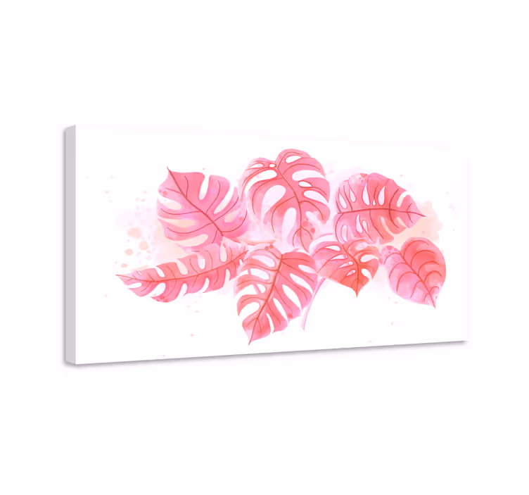 Kanvas blommor och växter monstera bladarrangemang - Tenstickers