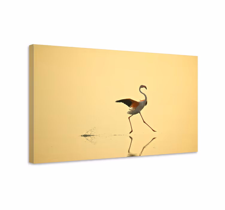 Kanvas fåglar elegant flamingodans - Tenstickers