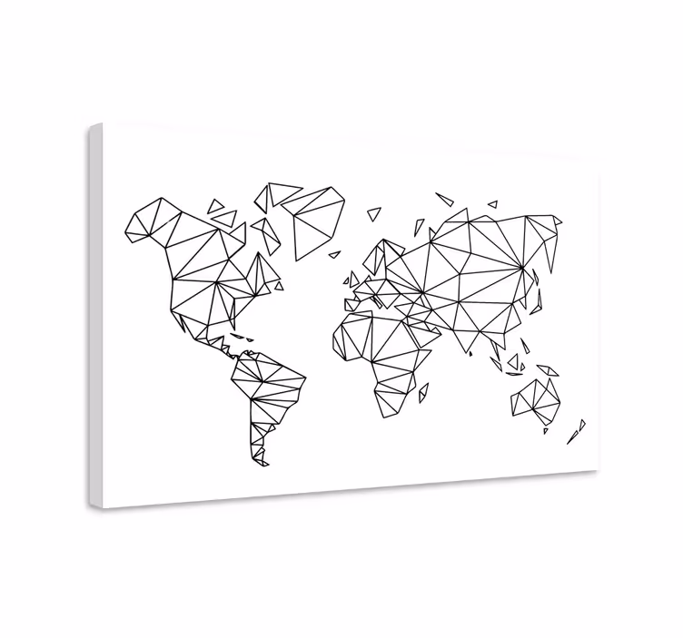 Kanvas världskarta geometrisk universumkontur - Tenstickers