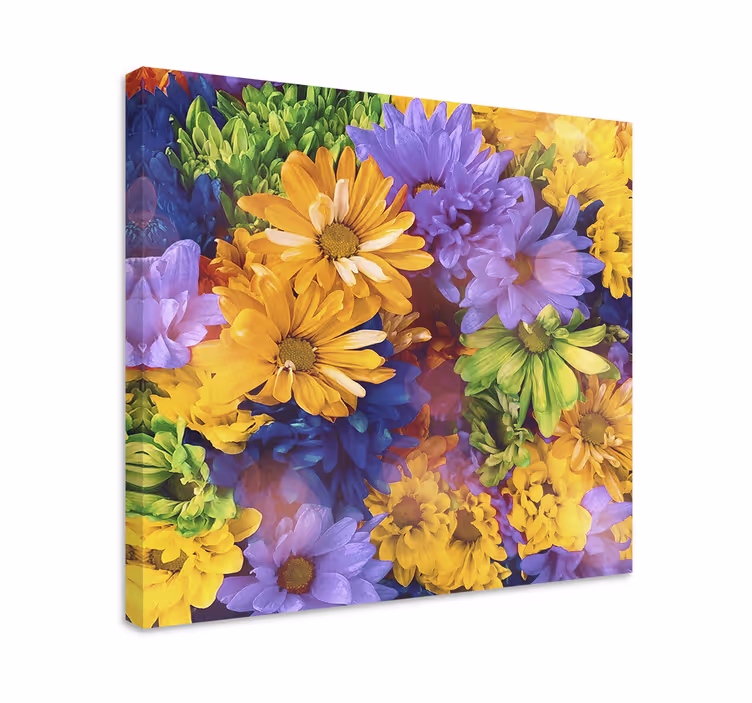 Kanvas blommor och växter färgglad blomsterarrangemang - Tenstickers
