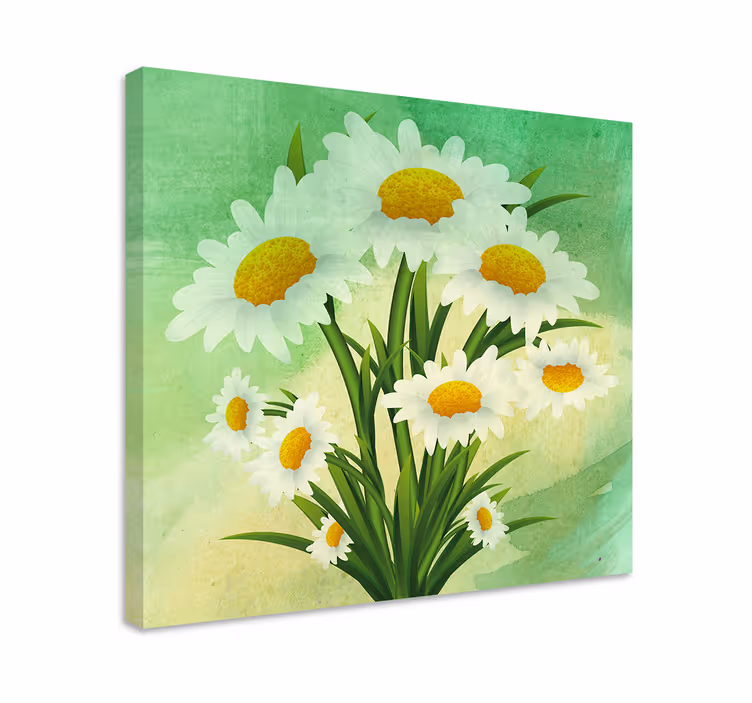 Målade prästkragar blommacanvas tavla - Tenstickers