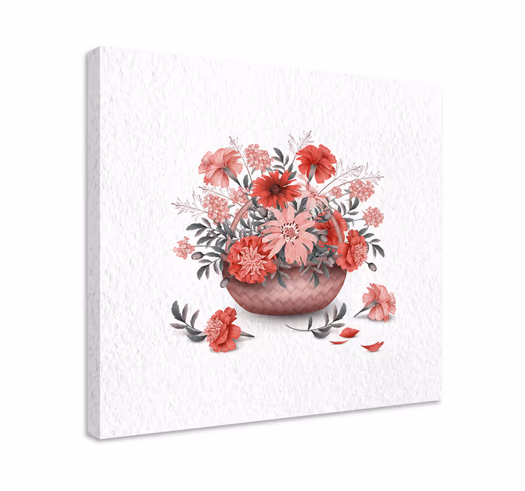 Kanvas blommor och växter blomsterkorgsarrangemang - Tenstickers