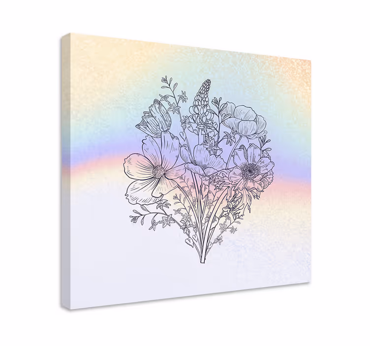 Kanvas blommor och växter blomsterbukett kontur - Tenstickers