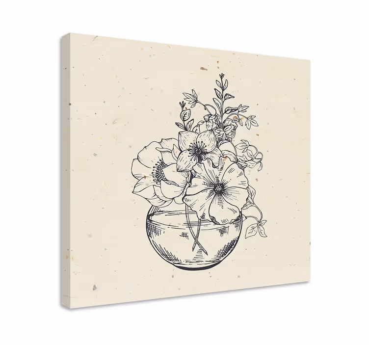 Blomsterskålarrangemang Kanvas blommor och växter - Tenstickers