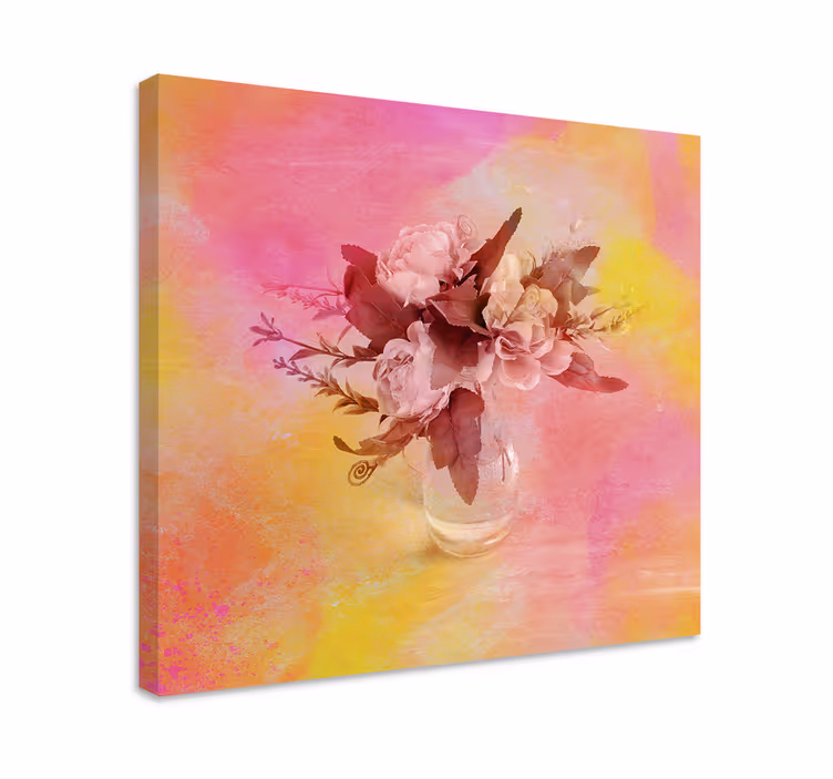 Romantiska blomsterarrangemang Kanvas blommor och växter - Tenstickers