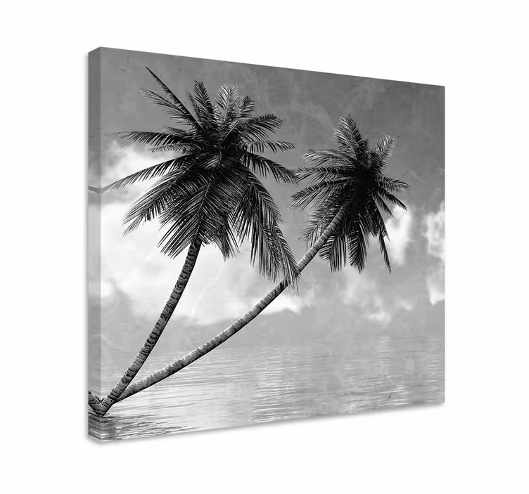 Kanvas träd elegant palm silhuett - Tenstickers