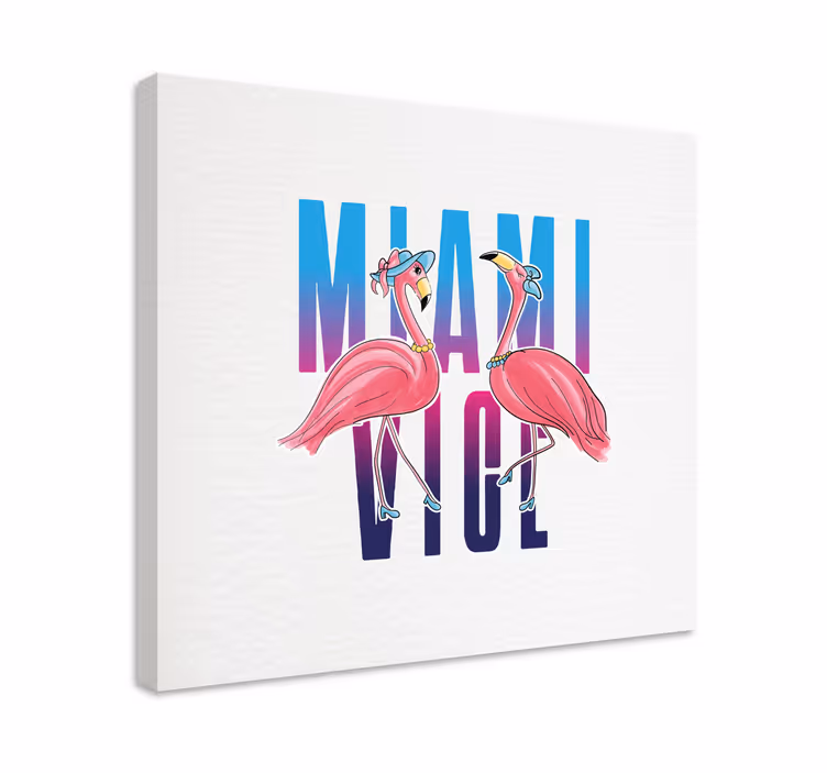 Miami vice flamingo design djur kanfas tryck - Tenstickers