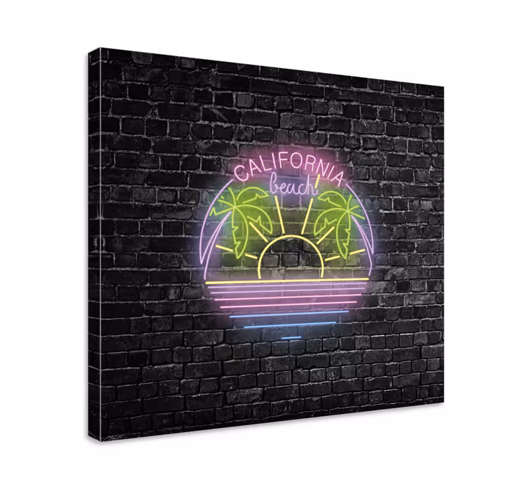 Kanvas städer och länder california beach neon - Tenstickers
