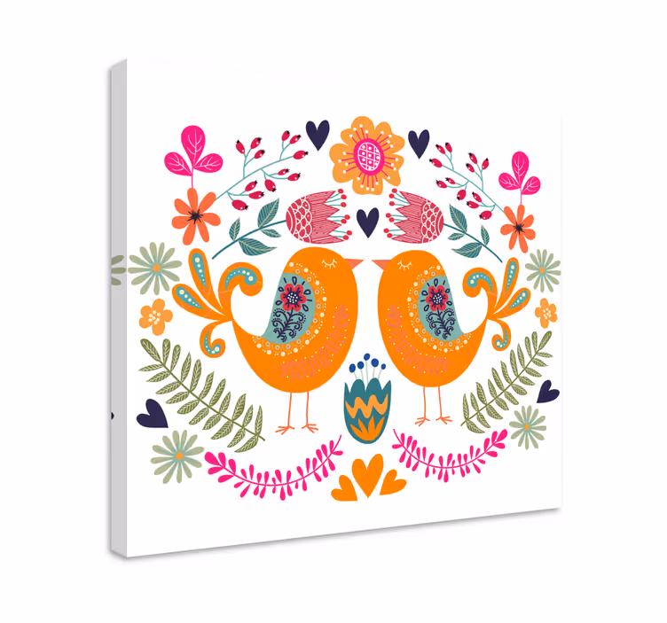Kanvas fåglar kärleksfåglar design - Tenstickers
