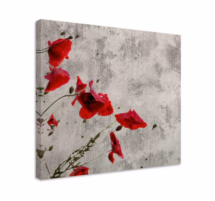 Abstrakt polsk vallmo blommacanvas tavla - Tenstickers