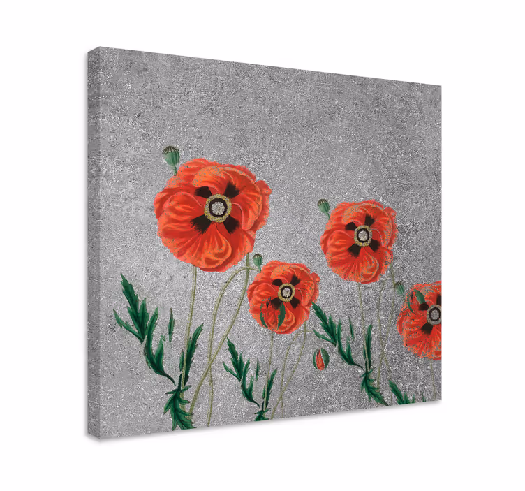 Kanvas blommor och växter livliga vallmo blommor - Tenstickers