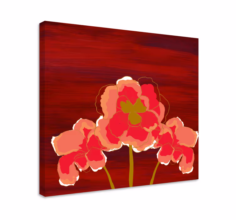 Kanvas blommor och växter vibrant blomstertrio - Tenstickers
