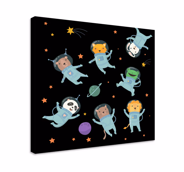 Djur astronauter i rymden plantskolacanvas tavla - Tenstickers